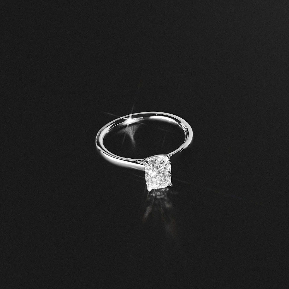Amora 1.00ct Elongated Cushion Cut Lab Diamond Solitaire Engagement Ring in Platinum