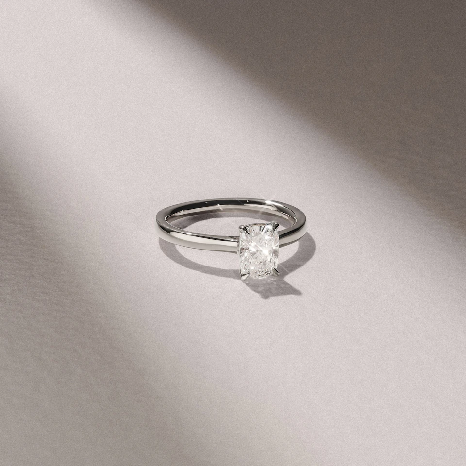 Amora 1.00ct Elongated Cushion Cut Lab Diamond Solitaire Engagement Ring in Platinum