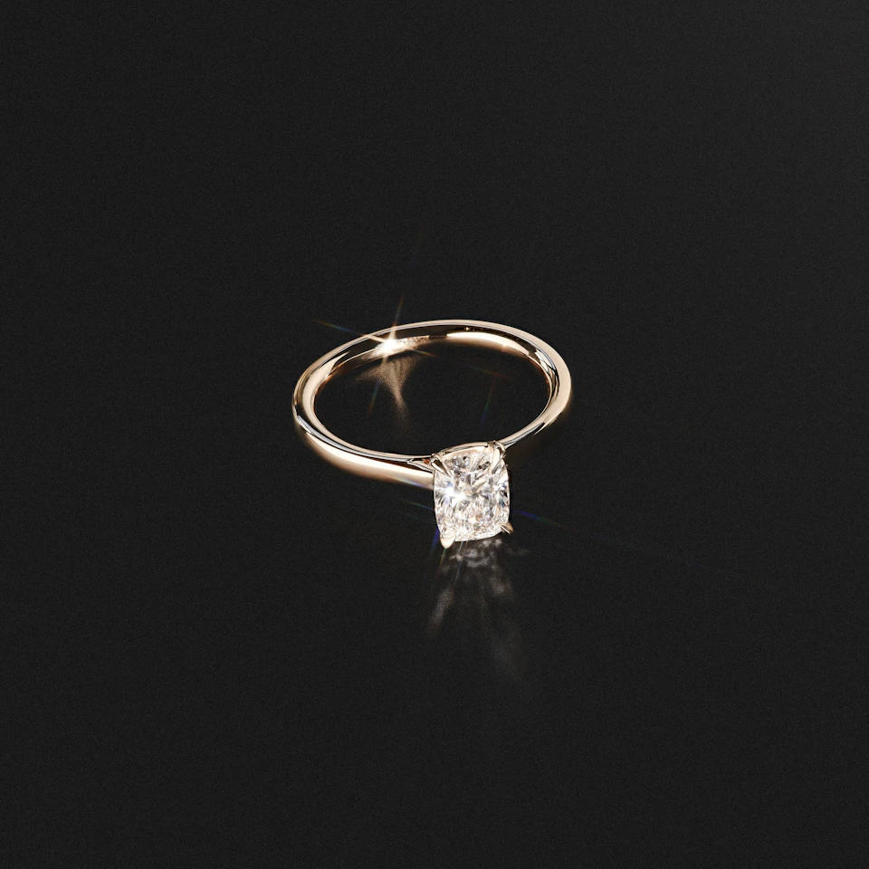 Amora 1.00ct Elongated Cushion Cut Lab Diamond Solitaire Engagement Ring in 18K Yellow Gold