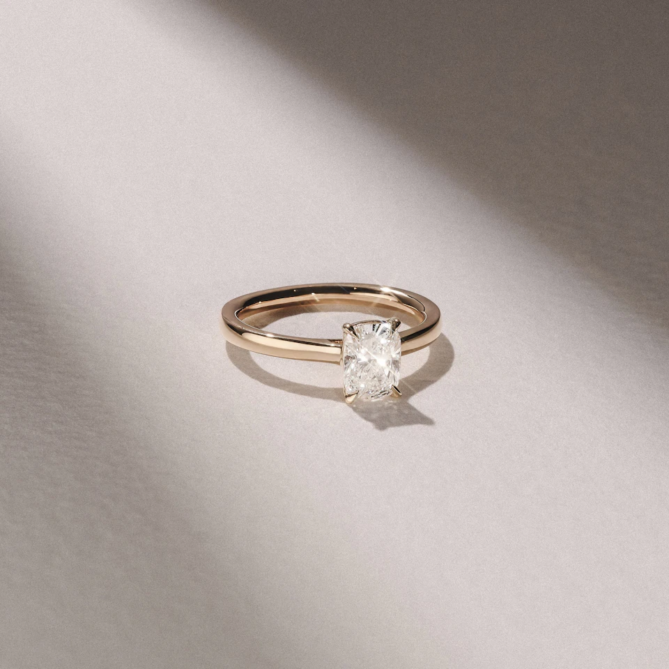 Amora 1.00ct Elongated Cushion Cut Lab Diamond Solitaire Engagement Ring in 18K Yellow Gold