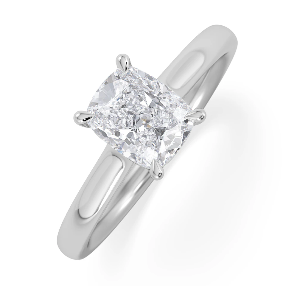 Amora 1.00ct Elongated Cushion Cut Lab Diamond Solitaire Engagement Ring in 18K White Gold
