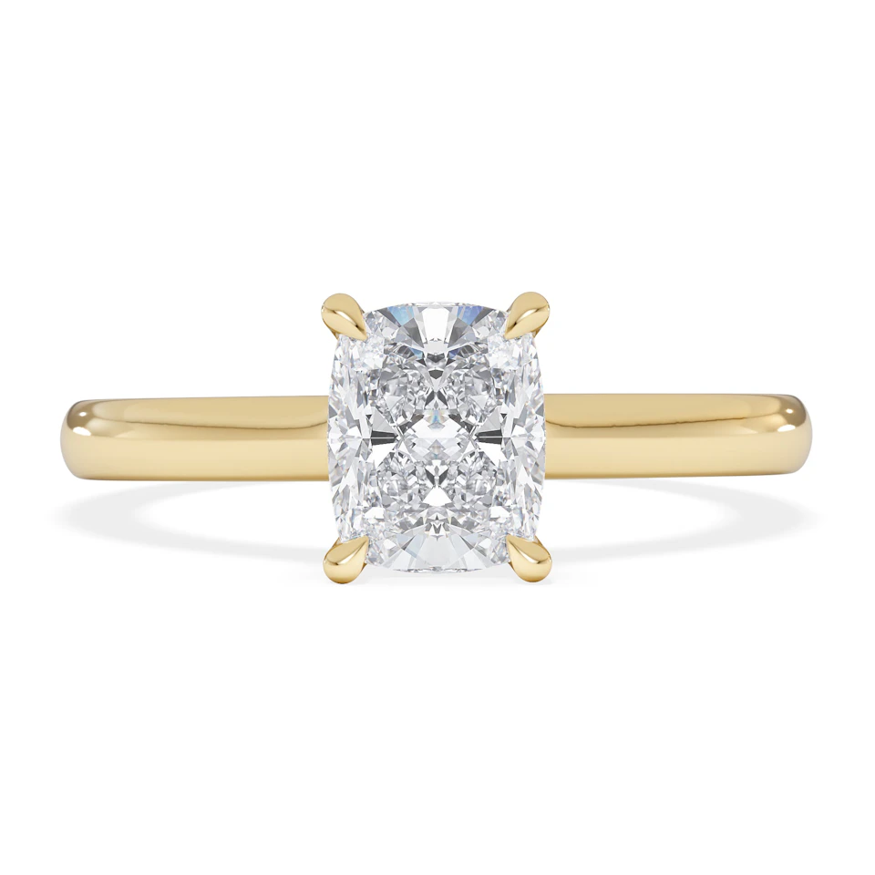 Amora 1.00ct Elongated Cushion Cut Lab Diamond Solitaire Engagement Ring in 18K Yellow Gold