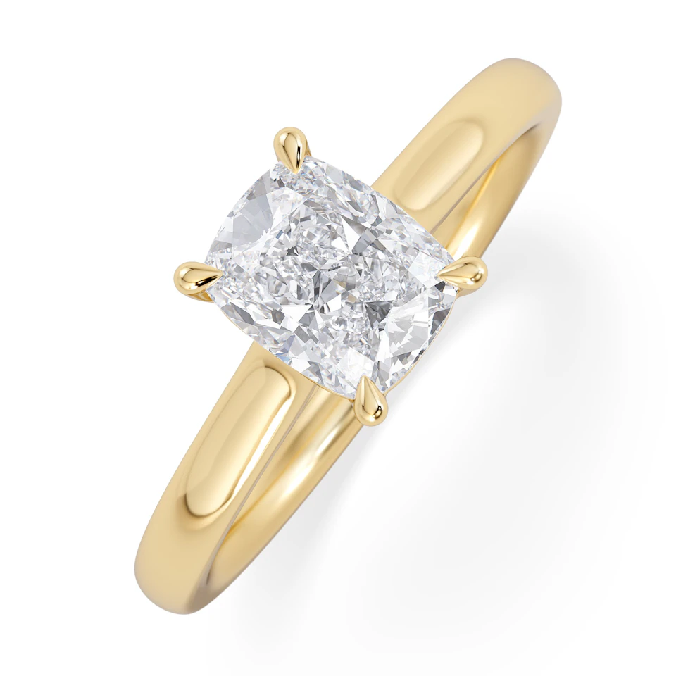 Amora 1.00ct Elongated Cushion Cut Lab Diamond Solitaire Engagement Ring in 18K Yellow Gold
