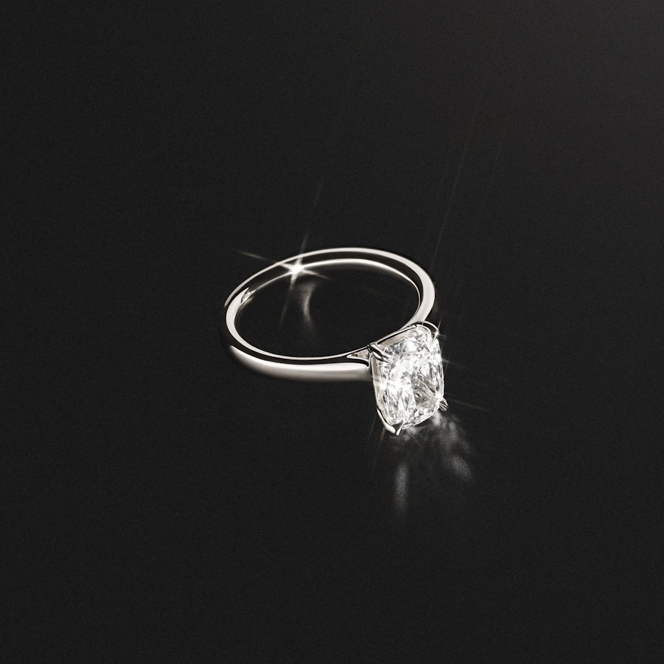 Amora 2.00ct Elongated Cushion Cut Lab Diamond Solitaire Engagement Ring in Platinum