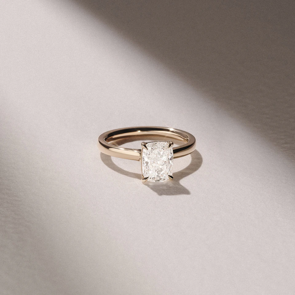 Amora 2.00ct Elongated Cushion Cut Lab Diamond Solitaire Engagement Ring in 18K Yellow Gold