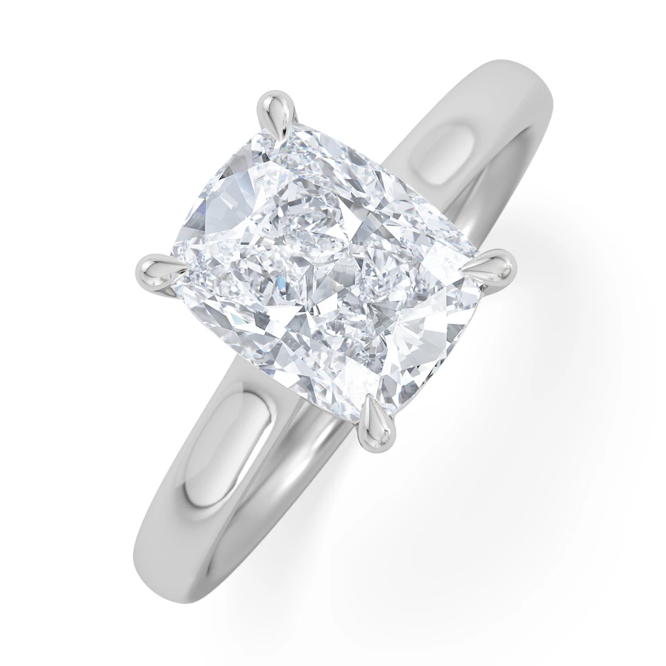 Amora 2.00ct Elongated Cushion Cut Lab Diamond Solitaire Engagement Ring in 18K White Gold