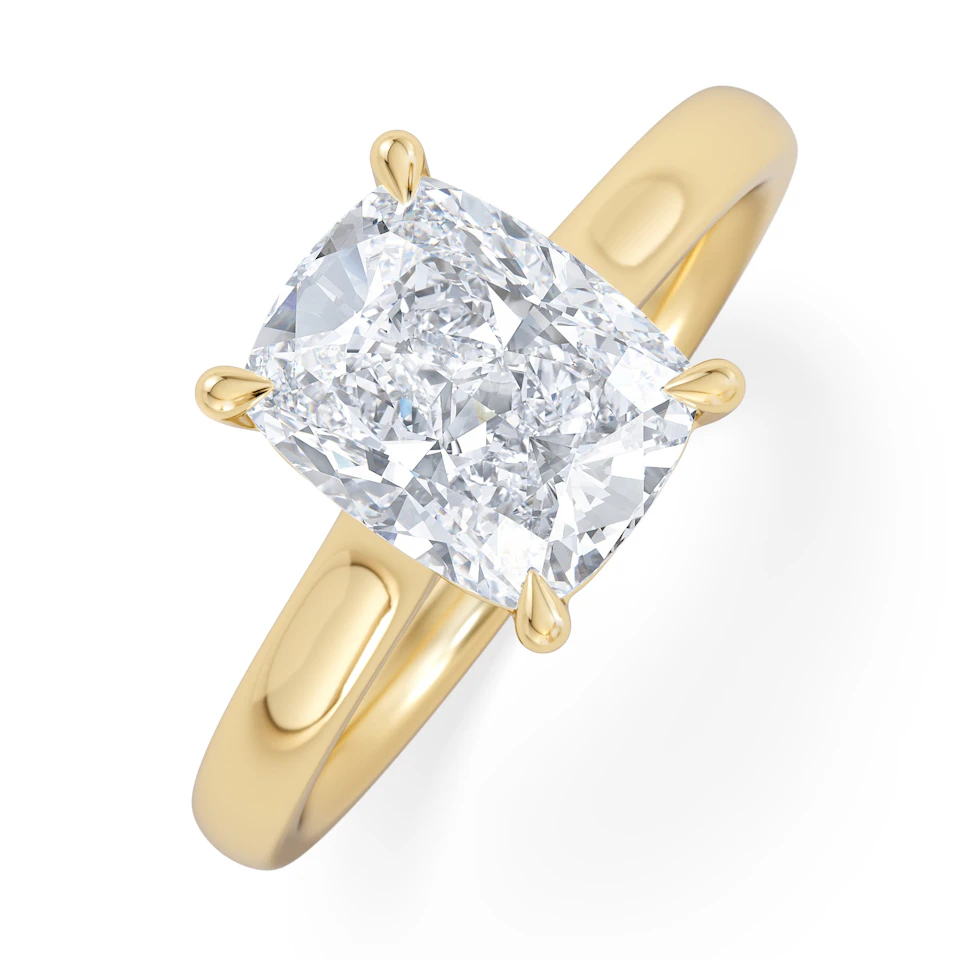 Amora 2.00ct Elongated Cushion Cut Lab Diamond Solitaire Engagement Ring in 18K Yellow Gold