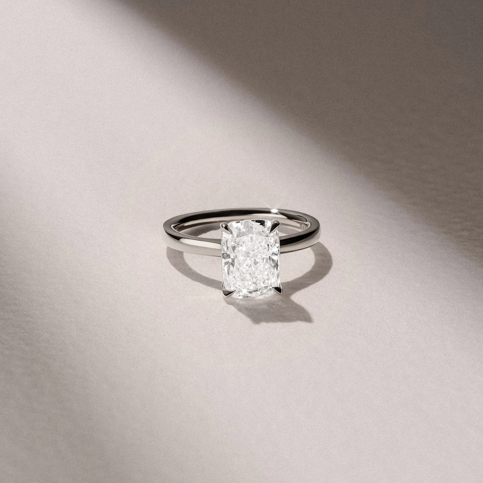 Amora 3.00ct Elongated Cushion Cut Lab Diamond Solitaire Engagement Ring in 18K White Gold