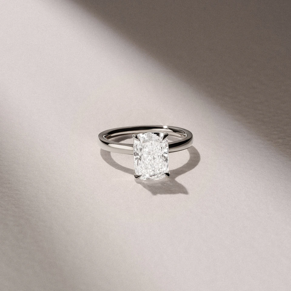 Amora 3.00ct Elongated Cushion Cut Lab Diamond Solitaire Engagement Ring in Platinum