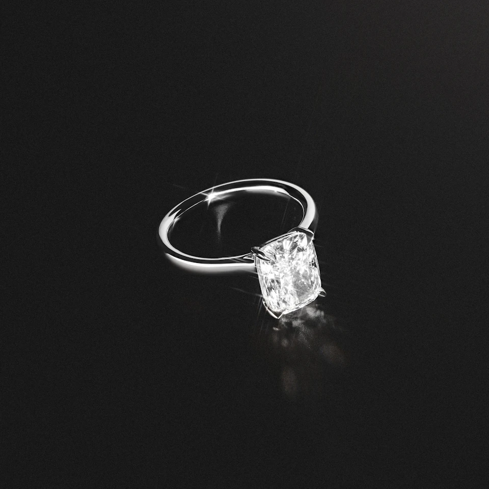 Amora 3.00ct Elongated Cushion Cut Lab Diamond Solitaire Engagement Ring in Platinum