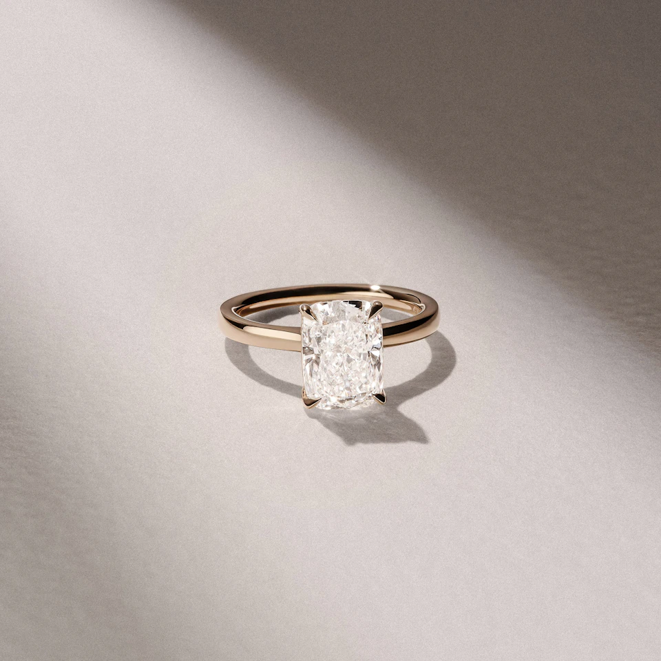 Amora 3.00ct Elongated Cushion Cut Lab Diamond Solitaire Engagement Ring in 18K Yellow Gold