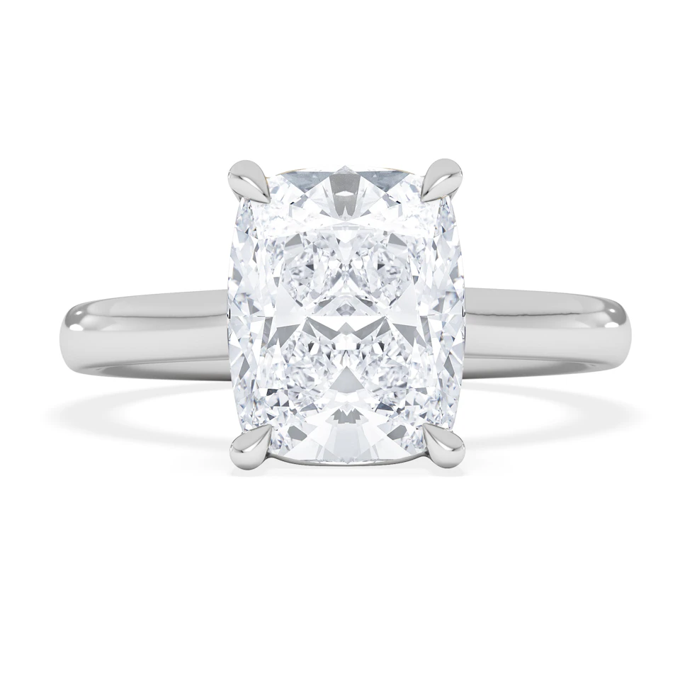 Amora 3.00ct Elongated Cushion Cut Lab Diamond Solitaire Engagement Ring in 18K White Gold