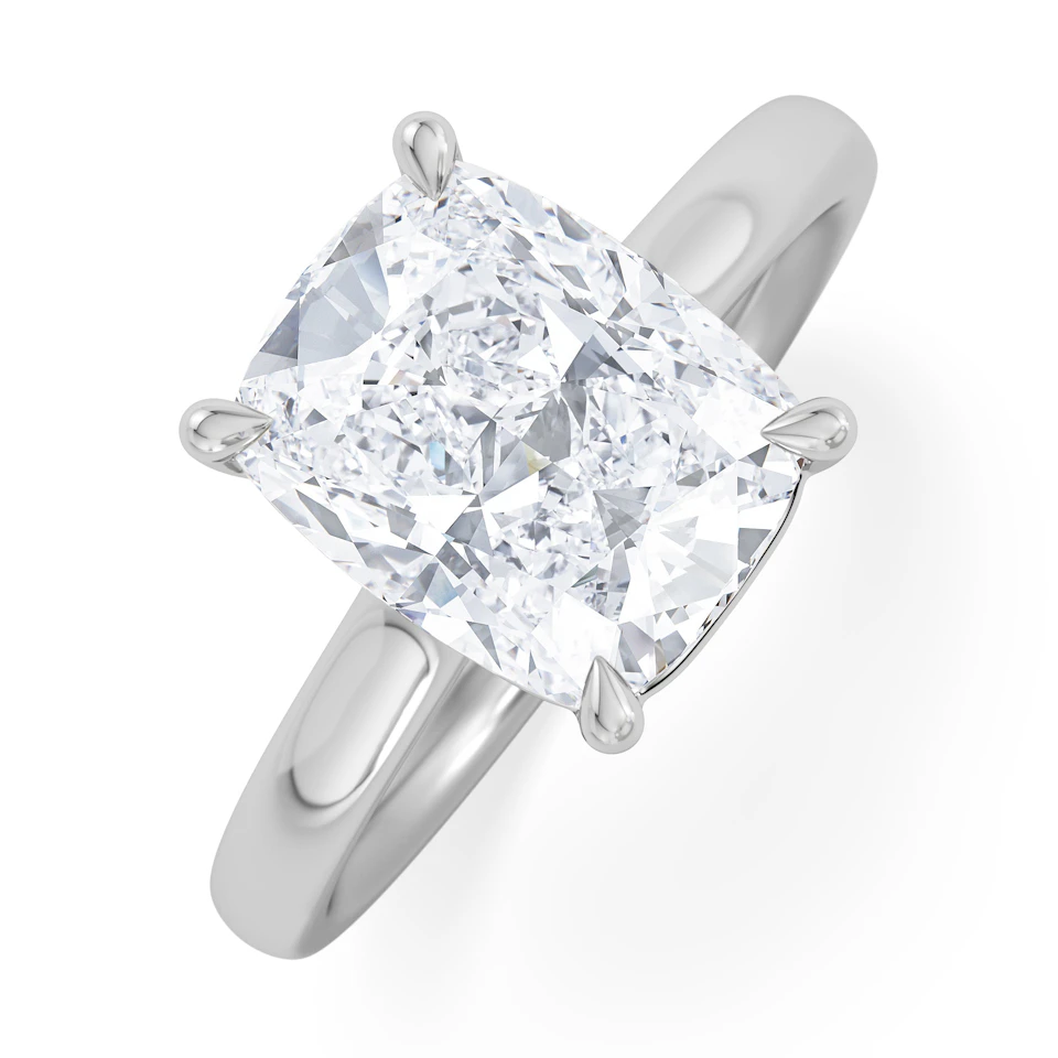 Amora 3.00ct Elongated Cushion Cut Lab Diamond Solitaire Engagement Ring in 18K White Gold