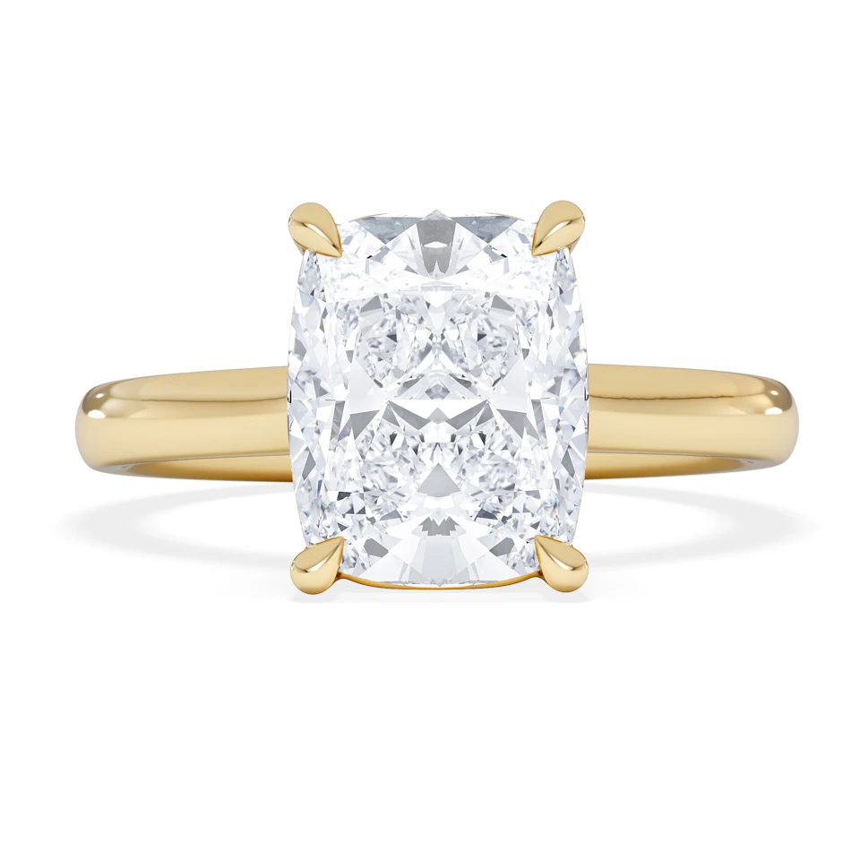Amora 3.00ct Elongated Cushion Cut Lab Diamond Solitaire Engagement Ring in 18K Yellow Gold