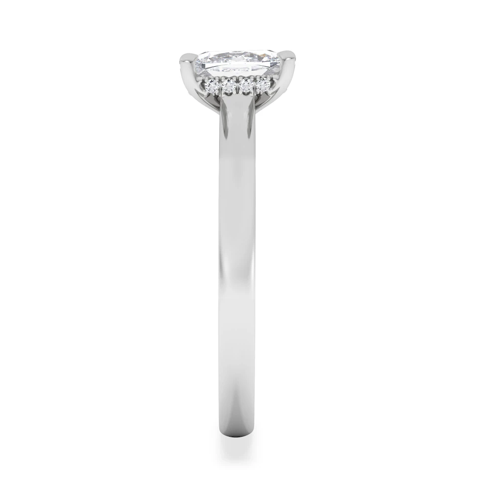 Amora 1.00ct Elongated Cushion Cut Lab Diamond Hidden Halo Solitaire Engagement Ring in 18K White Gold