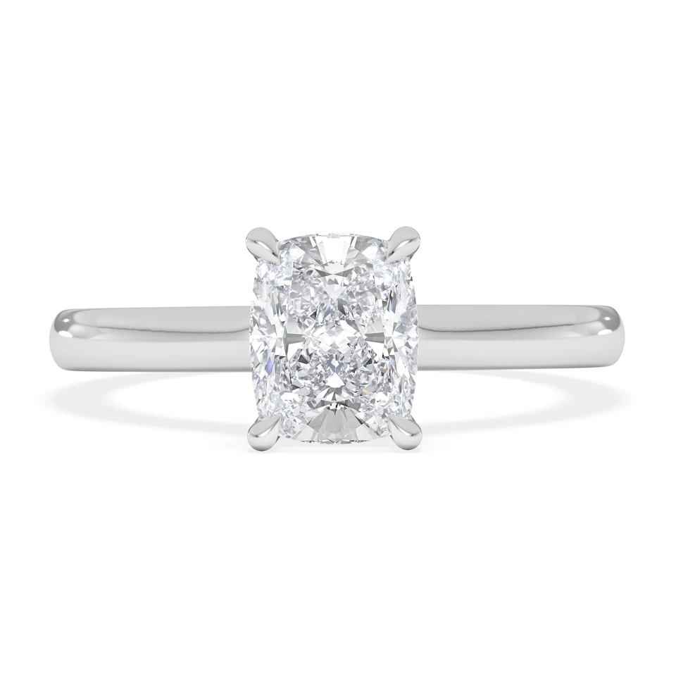 Amora 1.00ct Elongated Cushion Cut Lab Diamond Hidden Halo Solitaire Engagement Ring in Platinum