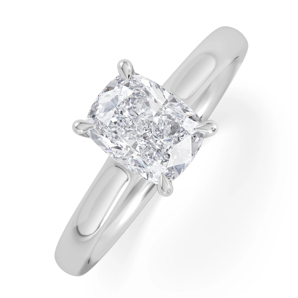 Amora 1.00ct Elongated Cushion Cut Lab Diamond Hidden Halo Solitaire Engagement Ring in Platinum