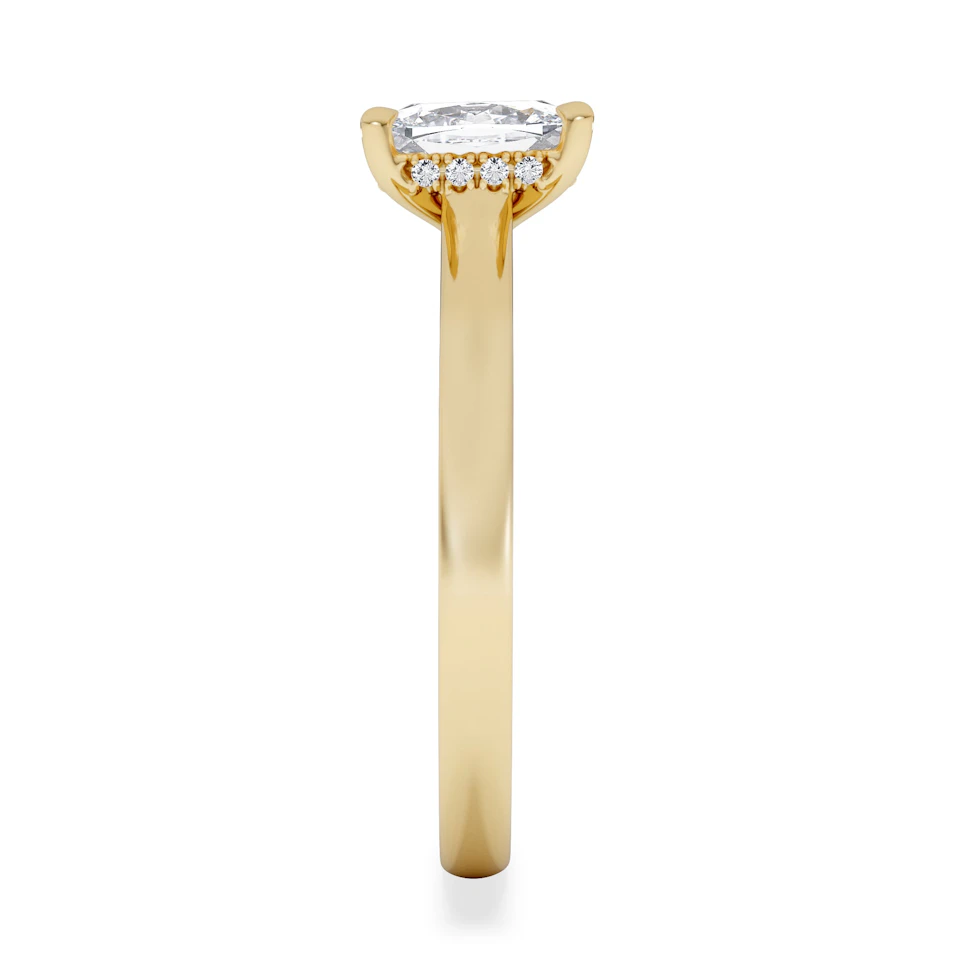 Amora 1.00ct Elongated Cushion Cut Lab Diamond Hidden Halo Solitaire Engagement Ring in 18K Yellow Gold