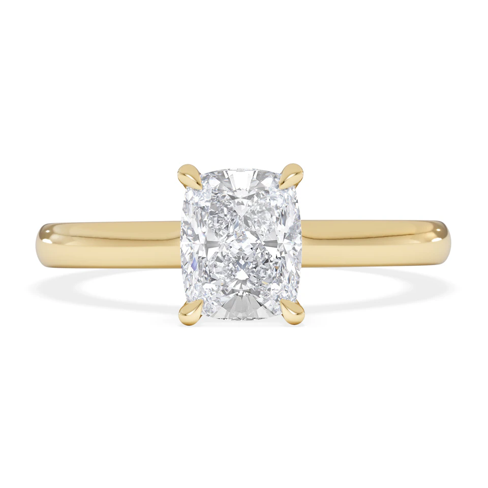 Amora 1.00ct Elongated Cushion Cut Lab Diamond Hidden Halo Solitaire Engagement Ring in 18K Yellow Gold