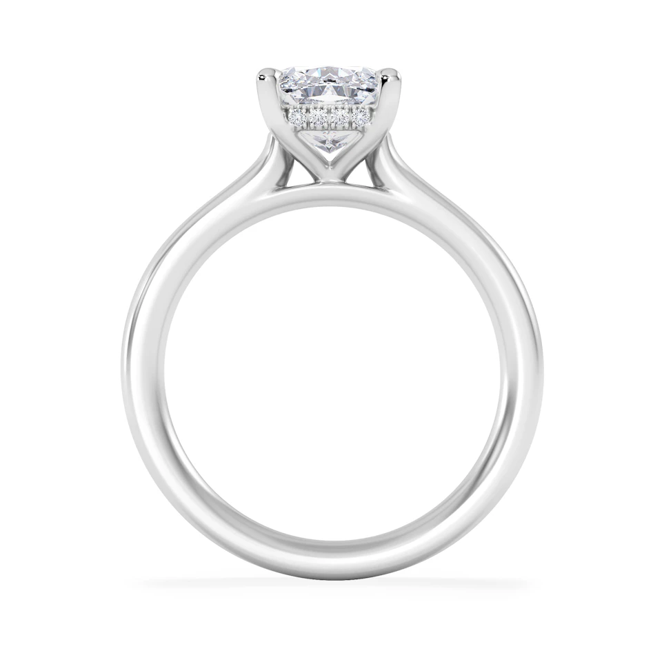 Amora 2.00ct Elongated Cushion Cut Lab Diamond Hidden Halo Solitaire Engagement Ring in 18K White Gold