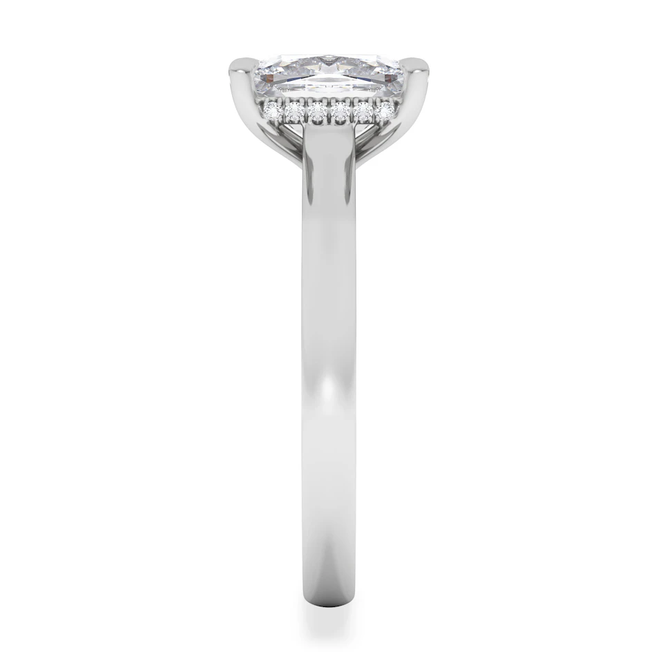 Amora 2.00ct Elongated Cushion Cut Lab Diamond Hidden Halo Solitaire Engagement Ring in 18K White Gold