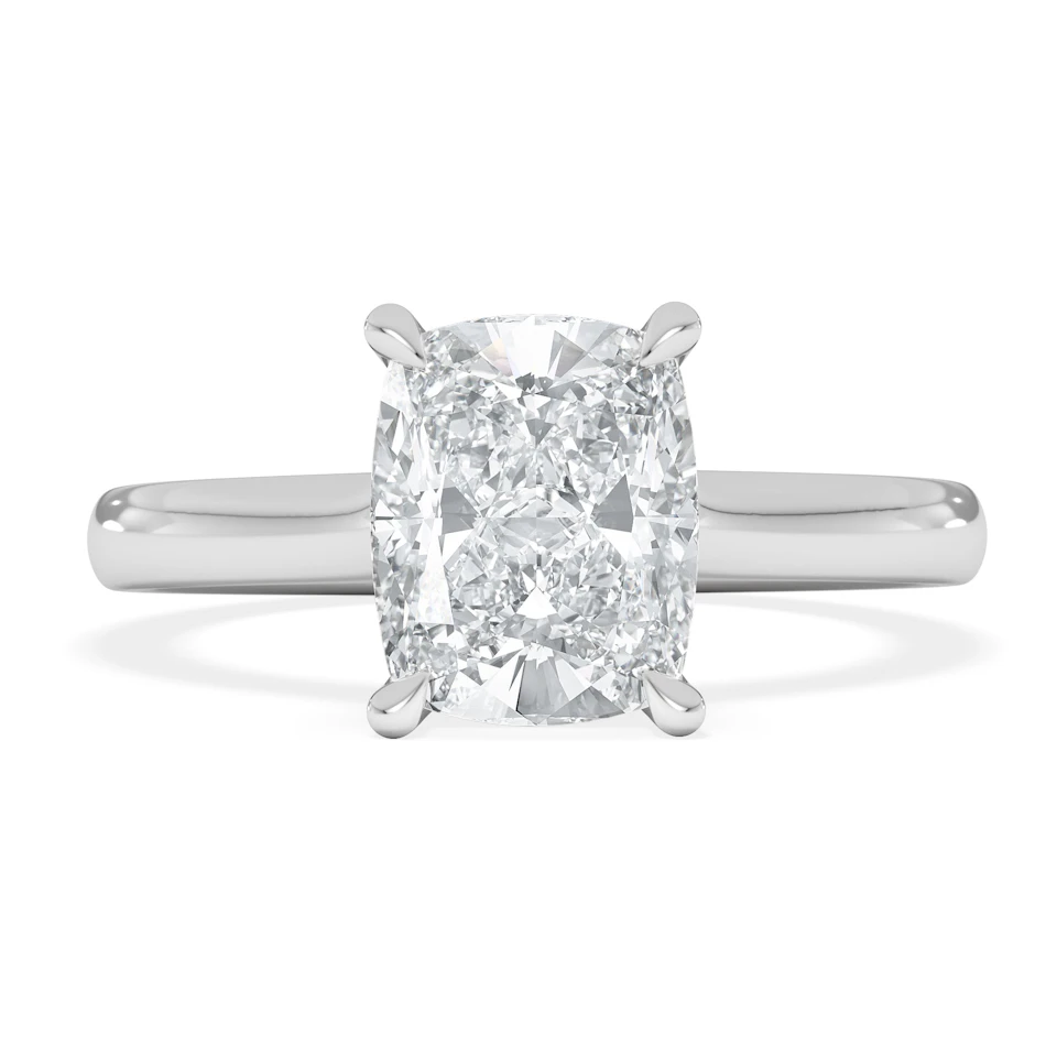 Amora 2.00ct Elongated Cushion Cut Lab Diamond Hidden Halo Solitaire Engagement Ring in 18K White Gold