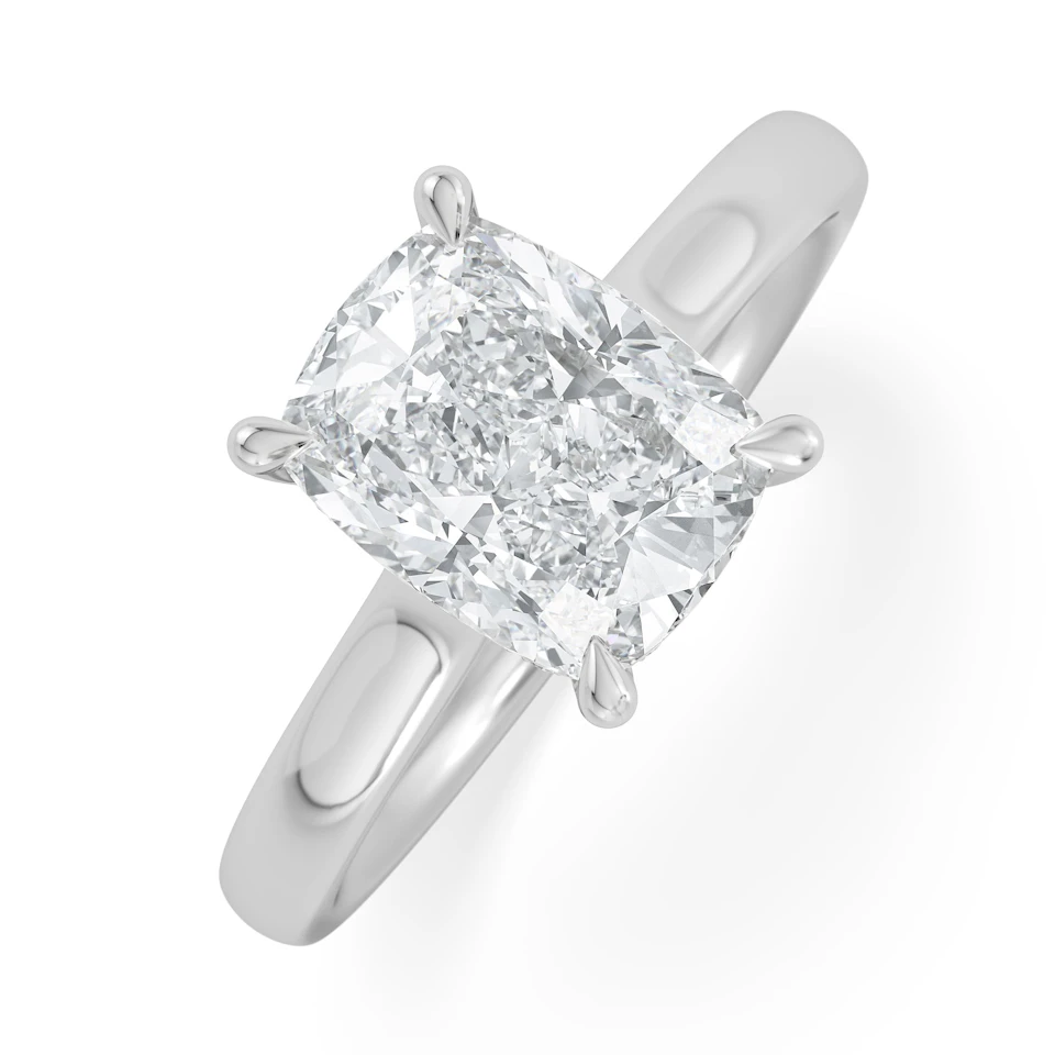 Amora 2.00ct Elongated Cushion Cut Lab Diamond Hidden Halo Solitaire Engagement Ring in 18K White Gold