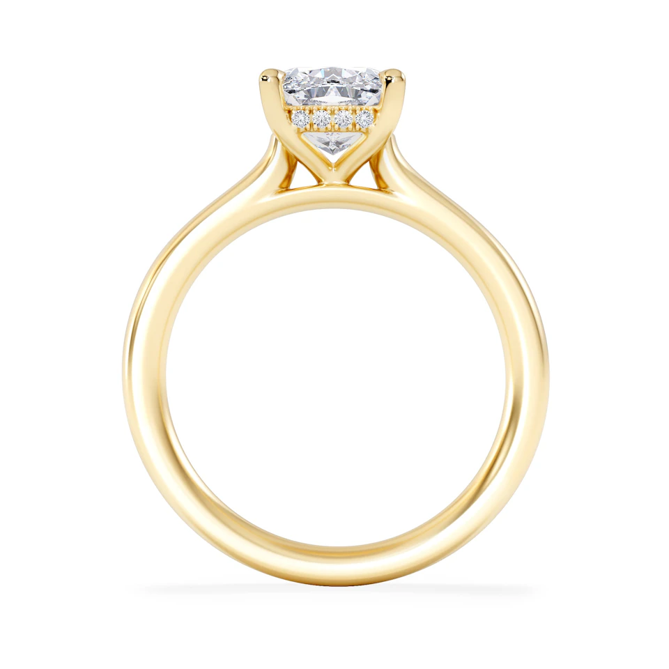 Amora 2.00ct Elongated Cushion Cut Lab Diamond Hidden Halo Solitaire Engagement Ring in 18K Yellow Gold