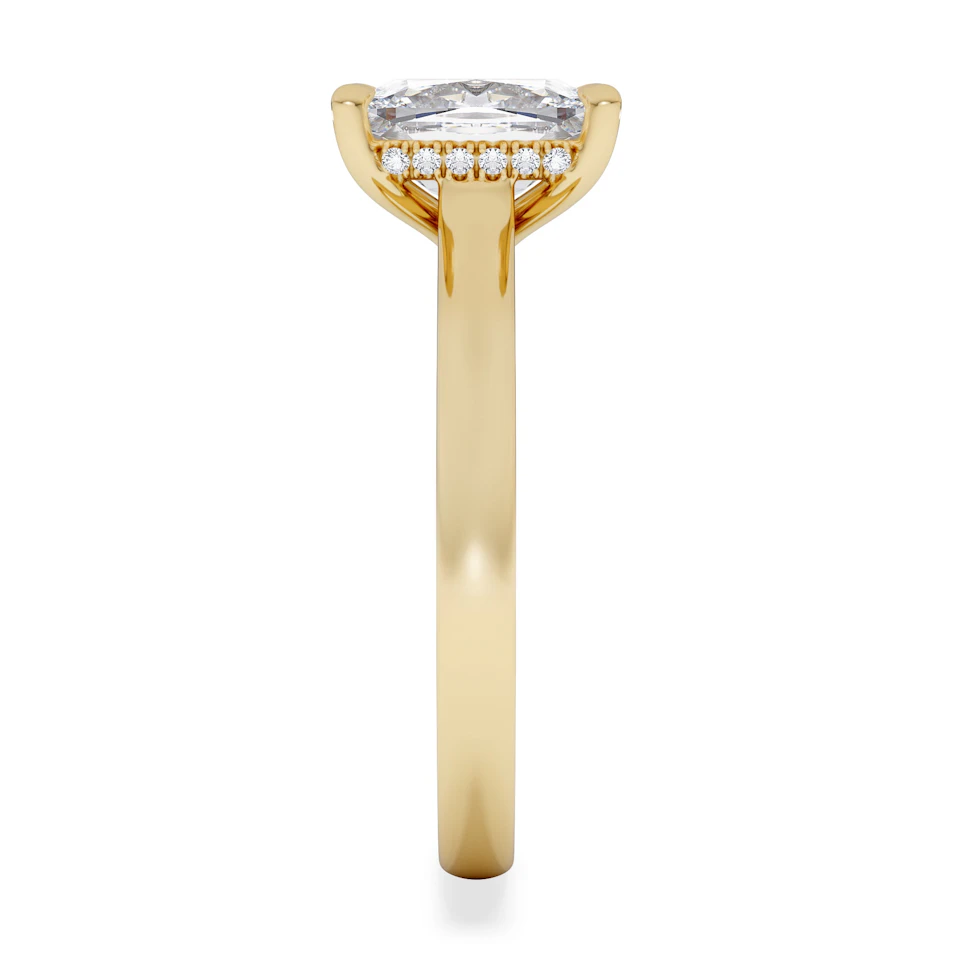 Amora 2.00ct Elongated Cushion Cut Lab Diamond Hidden Halo Solitaire Engagement Ring in 18K Yellow Gold