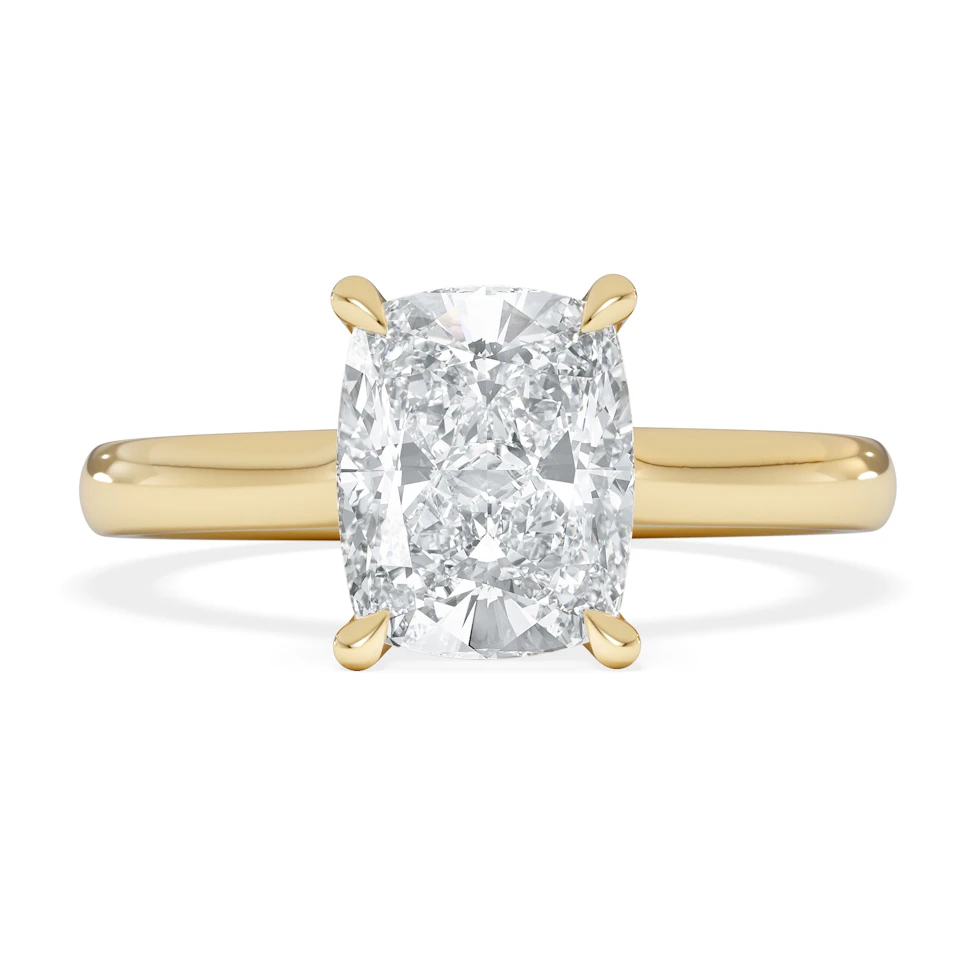 Amora 2.00ct Elongated Cushion Cut Lab Diamond Hidden Halo Solitaire Engagement Ring in 18K Yellow Gold