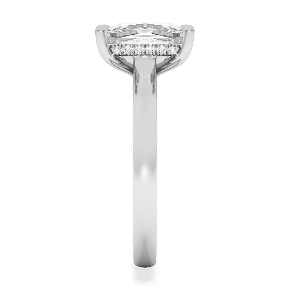 Amora 3.00ct Elongated Cushion Cut Lab Diamond Hidden Halo Solitaire Engagement Ring in Platinum