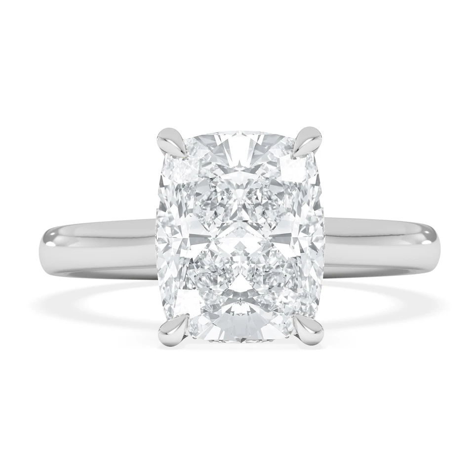 Amora 3.00ct Elongated Cushion Cut Lab Diamond Hidden Halo Solitaire Engagement Ring in 18K White Gold