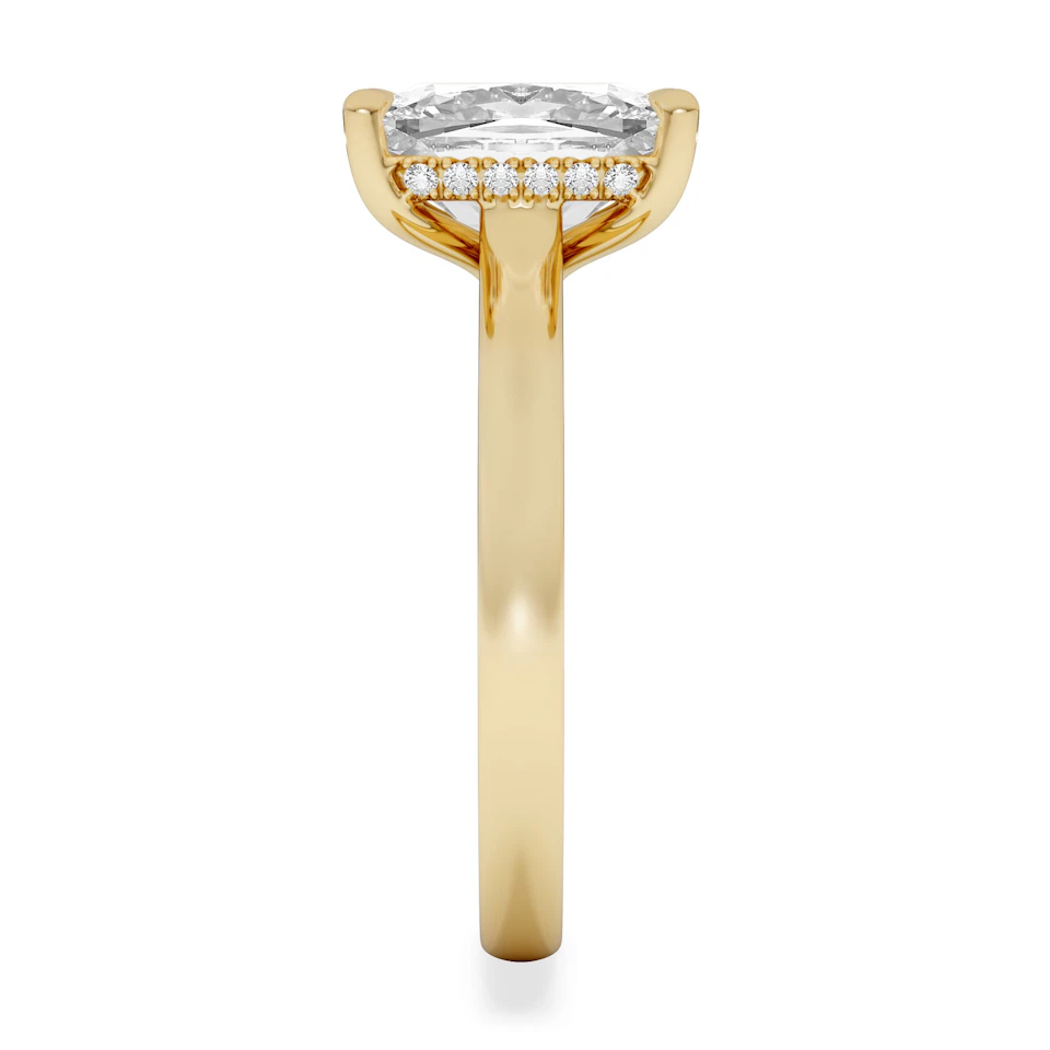 Amora 3.00ct Elongated Cushion Cut Lab Diamond Hidden Halo Solitaire Engagement Ring in 18K Yellow Gold
