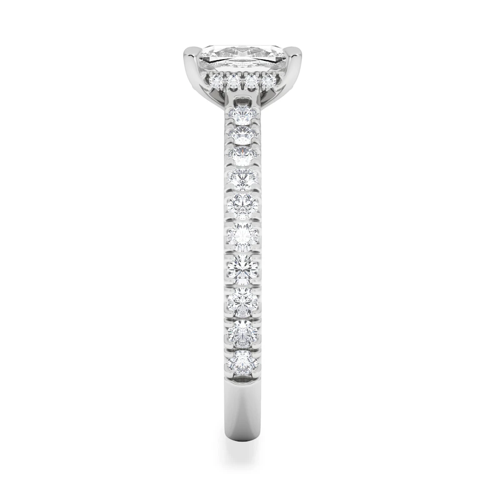 Amora 1.00ct Elongated Cushion Cut Lab Diamond Hidden Halo Engagement Ring with Side Stones in Platinum