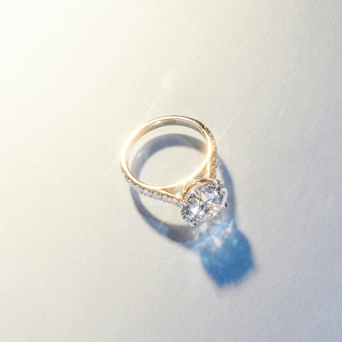 Natalia 5.65ct Lab Diamond Round Cut Engagement Ring in 18K Yellow Gold G/VS1