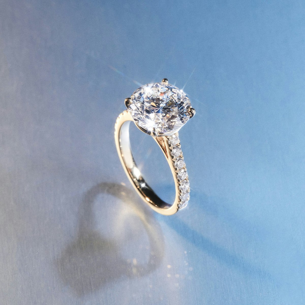 Natalia 5.65ct Lab Diamond Round Cut Engagement Ring in 18K Yellow Gold G/VS1