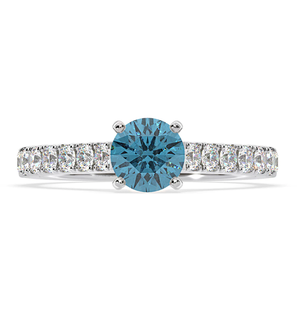 Natalia Blue Lab Diamond 1.50ct Side Stone Ring in Platinum - Elara Collection