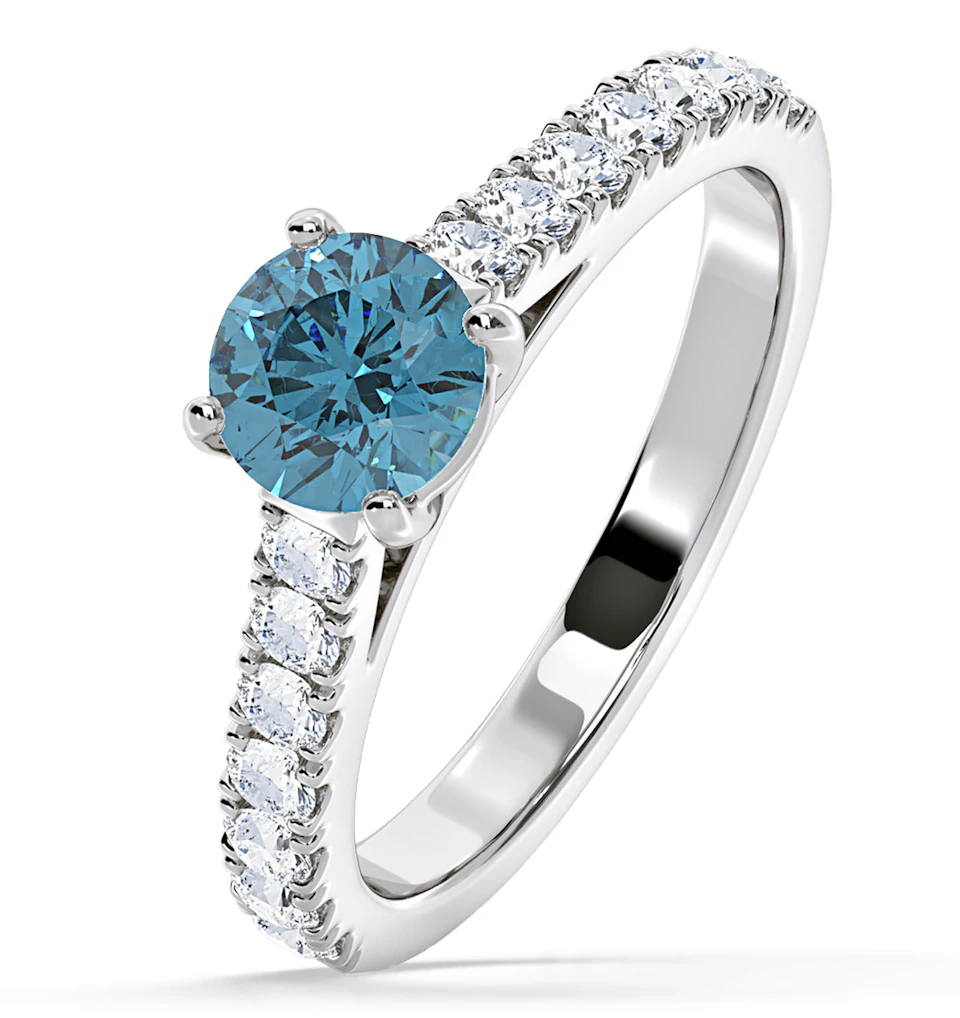 Natalia Blue Lab Diamond 1.50ct Side Stone Ring in Platinum - Elara Collection