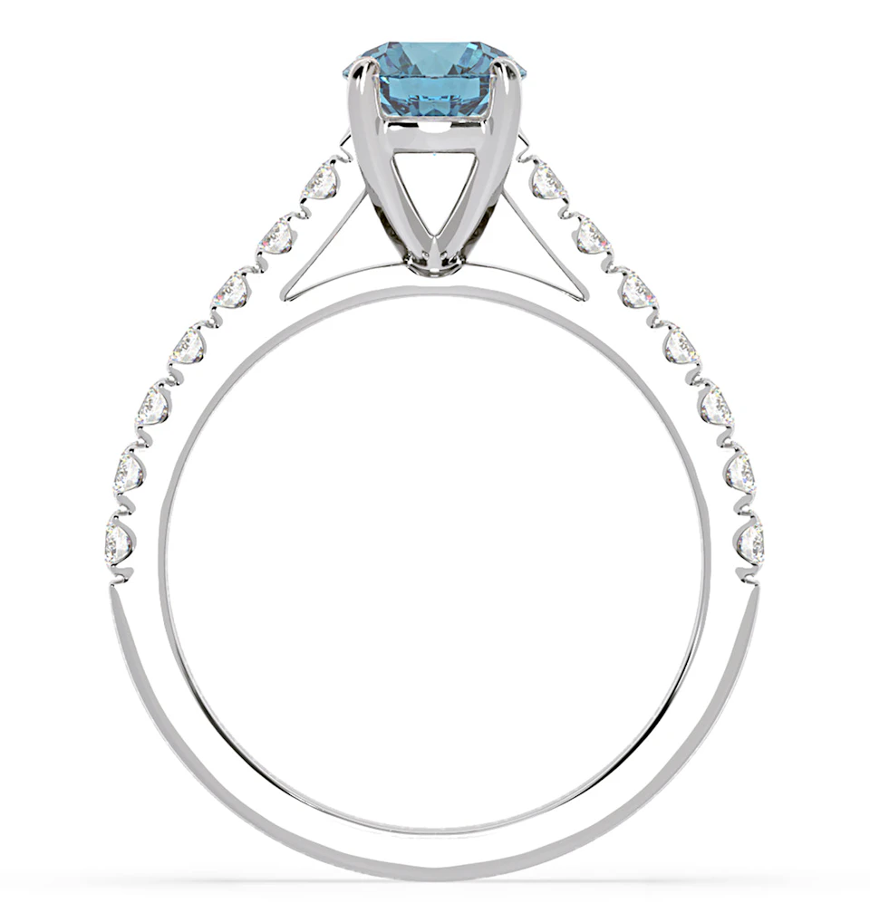 Natalia Blue Lab Diamond 1.50ct Side Stone Ring in Platinum - Elara Collection