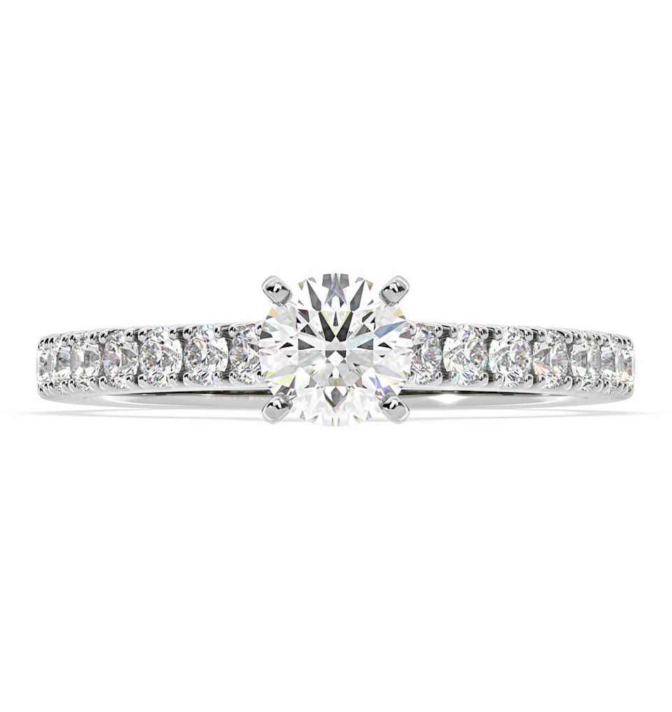Natalia Diamond Engagement Side Stone Ring 18KW Gold 0.91CT G/SI1