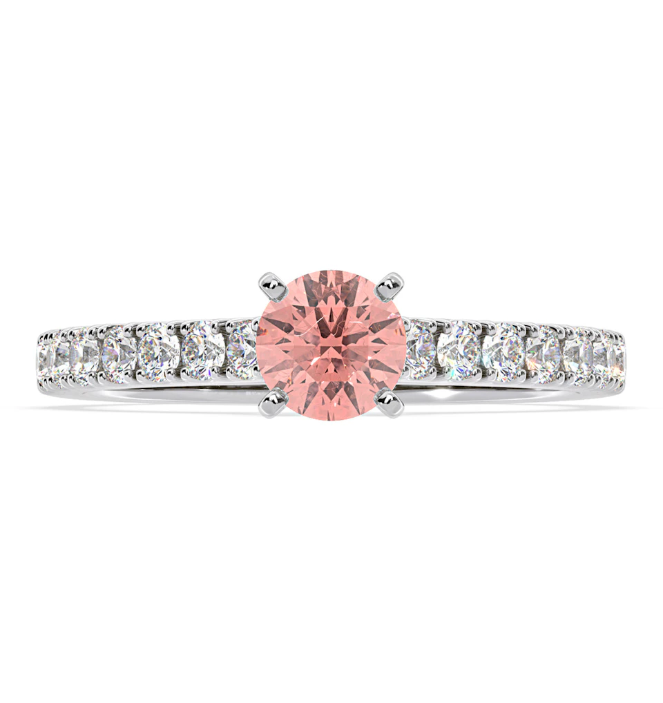 Natalia Pink Lab Diamond 0.91ct Side Stone Ring in Platinum - Elara Collection