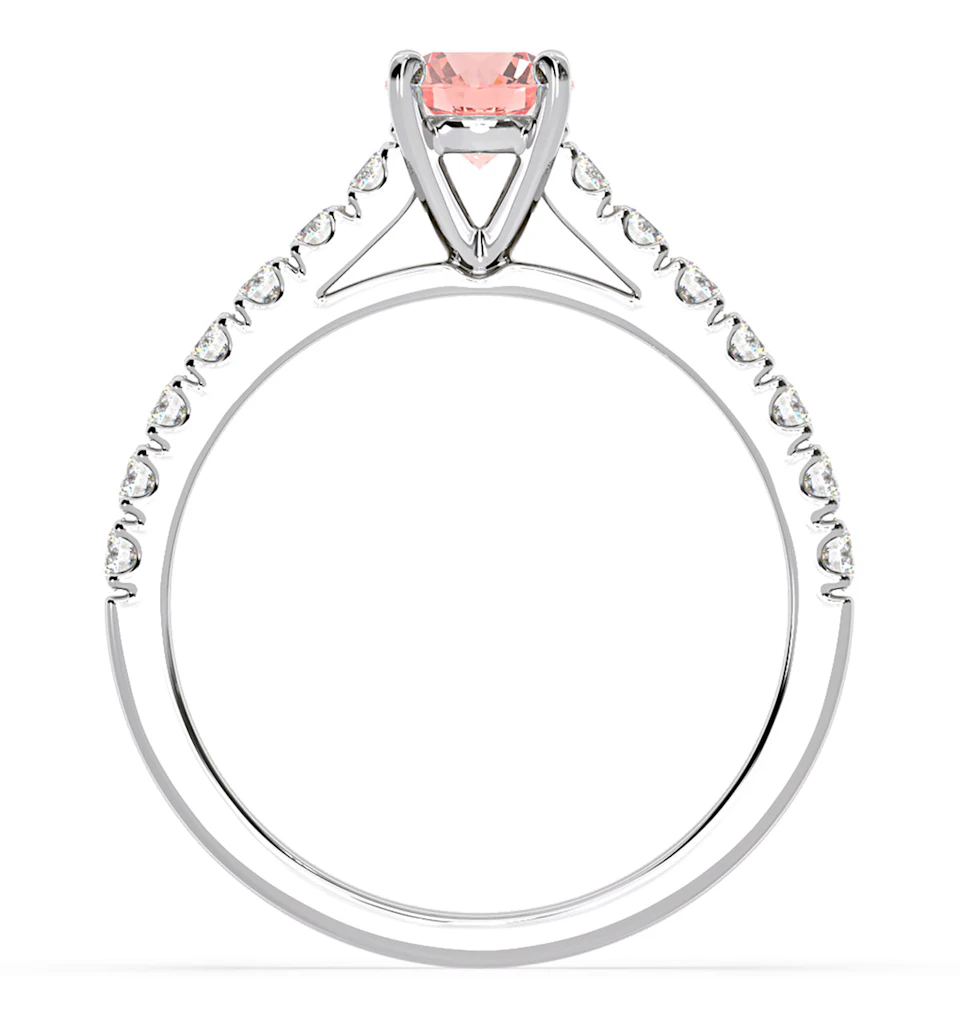 Natalia Pink Lab Diamond 0.91ct Side Stone Ring in Platinum - Elara Collection