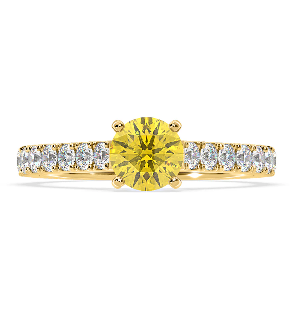 Natalia Yellow Lab Diamond 1.50ct Side Stone Ring in 18K Yellow Gold - Elara Collection