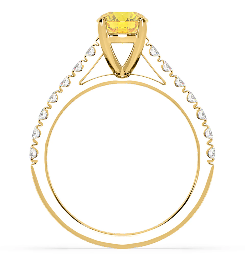 Natalia Yellow Lab Diamond 1.50ct Side Stone Ring in 18K Yellow Gold - Elara Collection