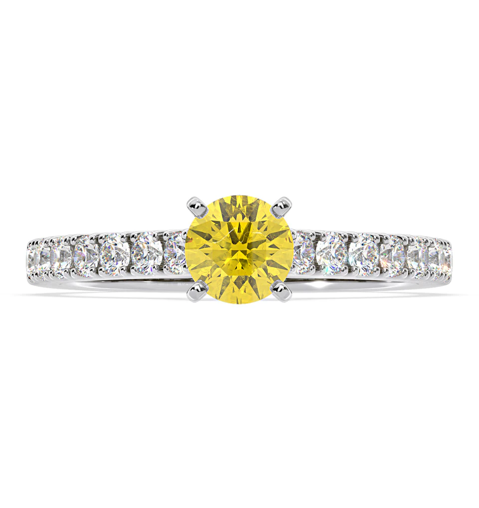 Natalia Yellow Lab Diamond 0.91ct Side Stone Ring in Platinum - Elara Collection