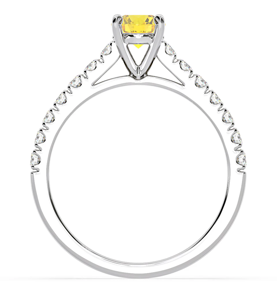 Natalia Yellow Lab Diamond 0.91ct Side Stone Ring in 18K White Gold - Elara Collection