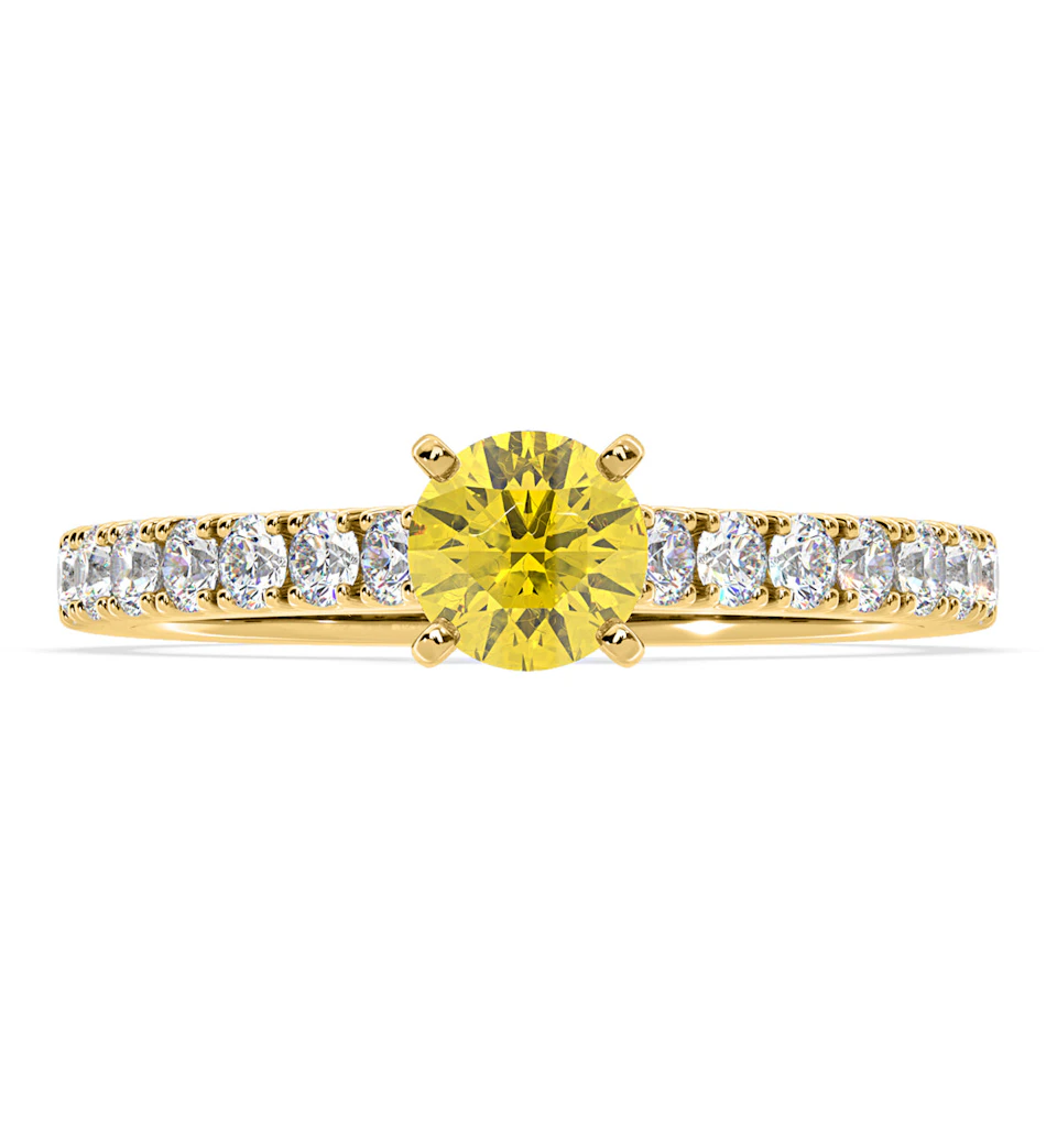 Natalia Yellow Lab Diamond 0.91ct Side Stone Ring in 18K Yellow Gold - Elara Collection