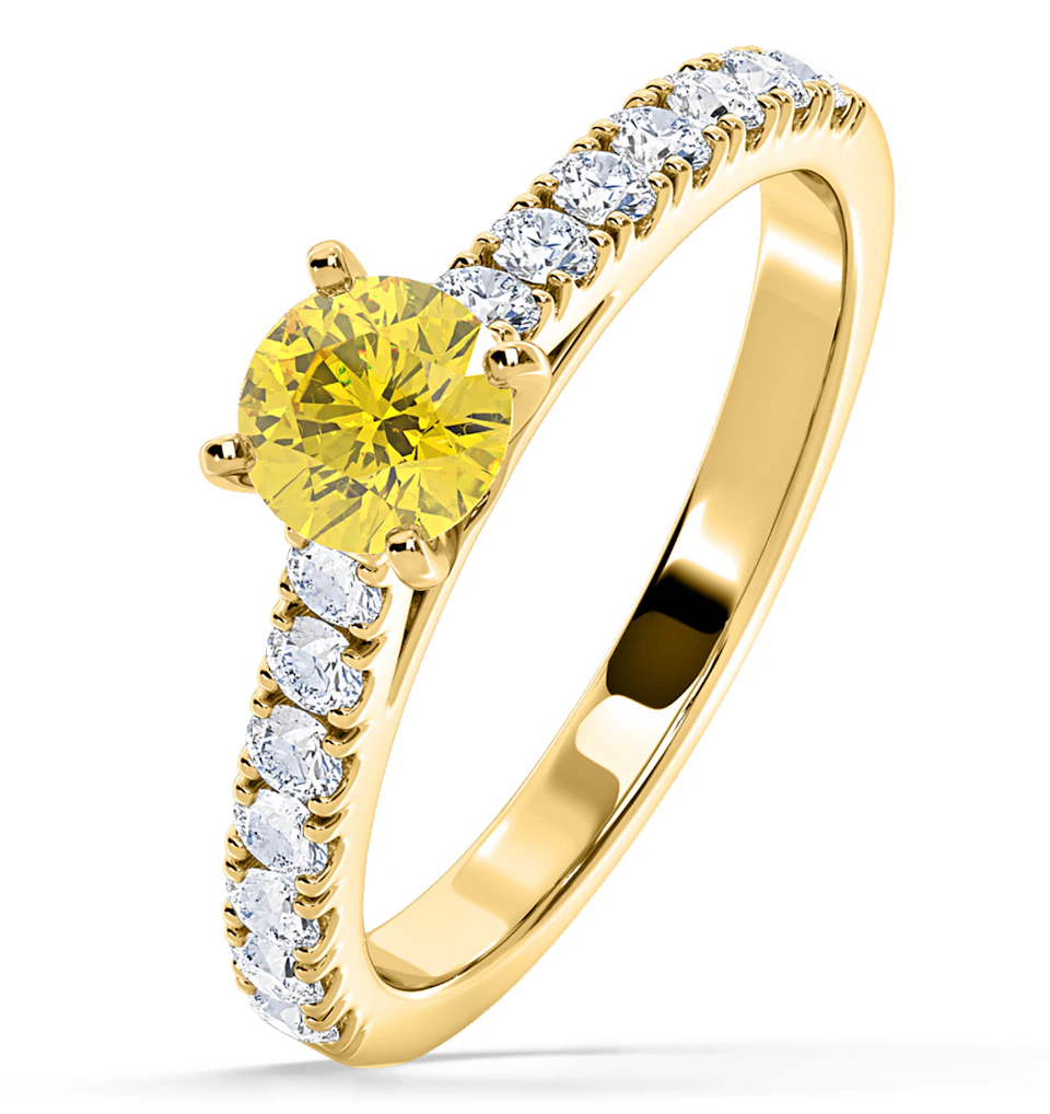 Natalia Yellow Lab Diamond 0.91ct Side Stone Ring in 18K Yellow Gold - Elara Collection