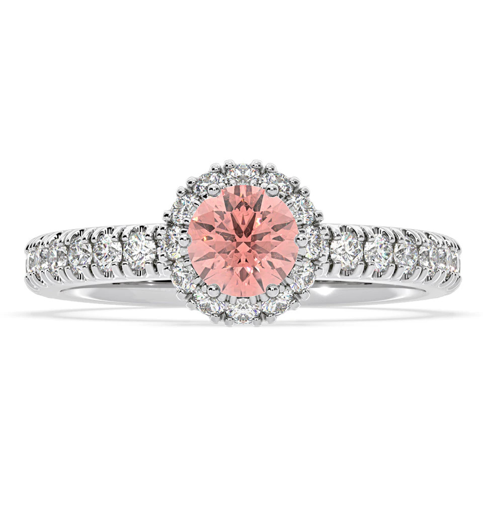 Alessandra Pink Lab Diamond 1.10.ct Halo Ring in 18K White Gold - Elara Collection