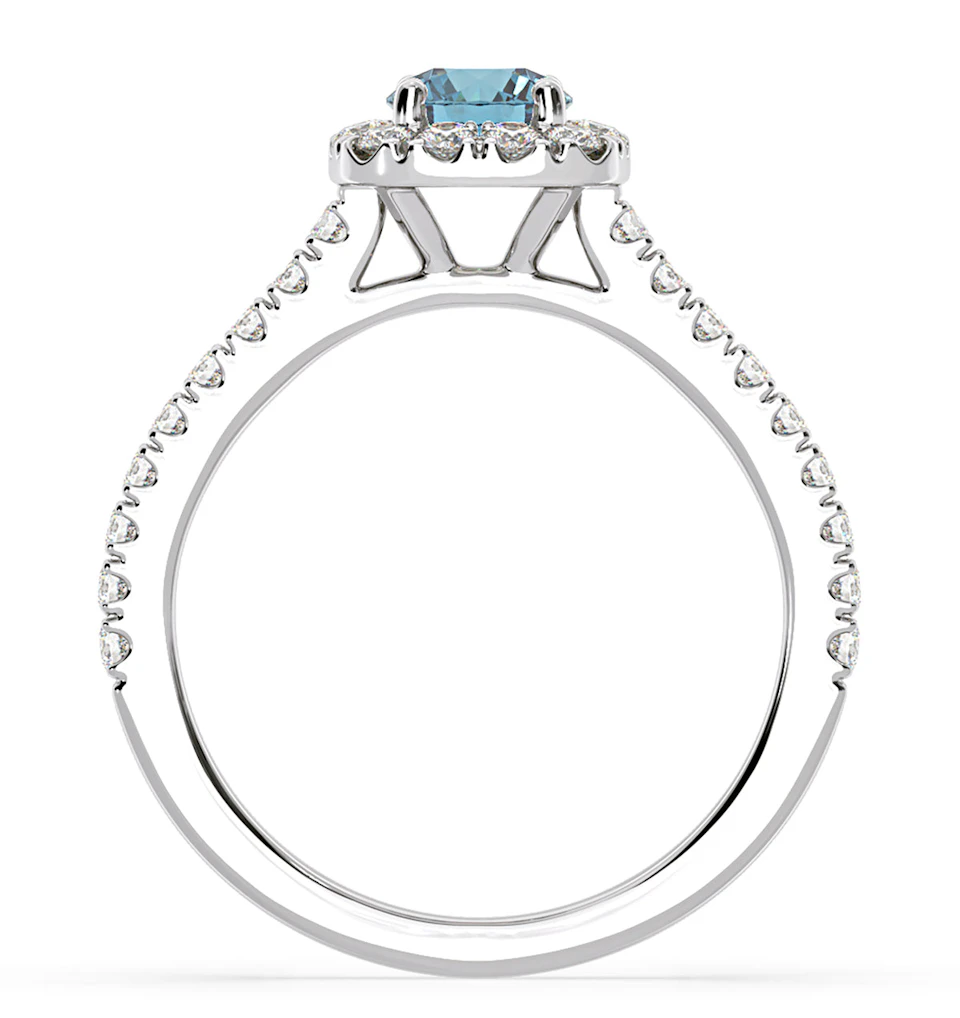 Elizabeth Blue Lab Diamond 1.00ct Halo Ring in 18K White Gold - Elara Collection